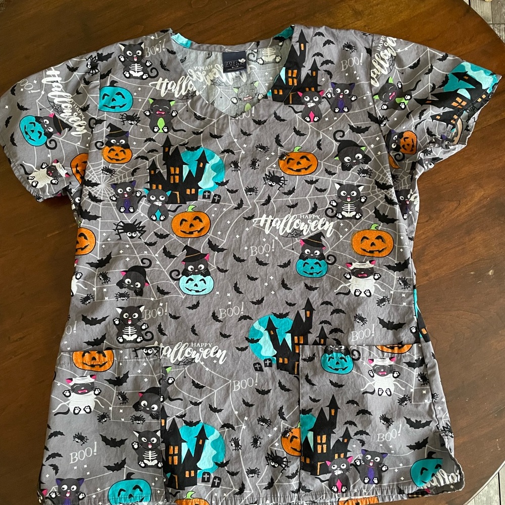 Halloween scrub top